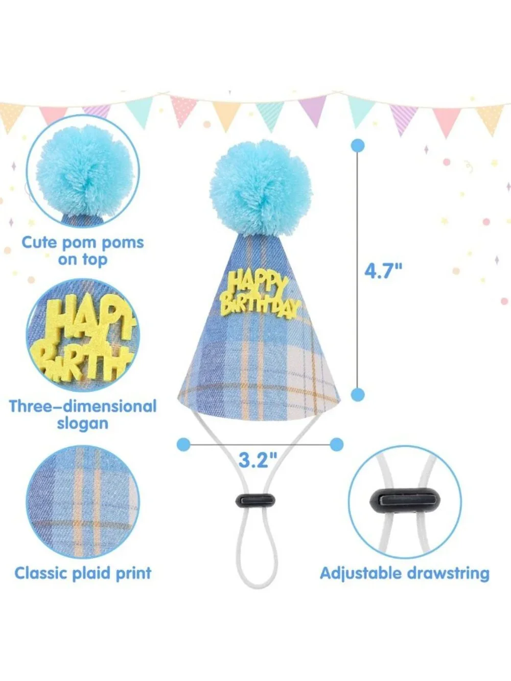 Puppy Birthday Bandana & Hat Set, Party Supplies with Banner & Balloons for Dogs